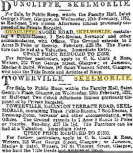 Duncliffe sales - Advert in 1892
