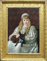 Portrait of a young girl with her dog – Catherine (Kate) Wylie c.1900 (90 x 67cm)