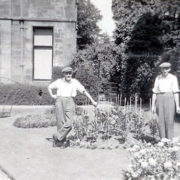 Walter Haliday and Mr Sutherland in the garden at Morland