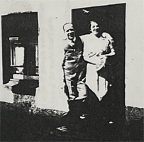 Sandy & Emily standing at the door of Birchburn cottage. Source: Largs Museum
